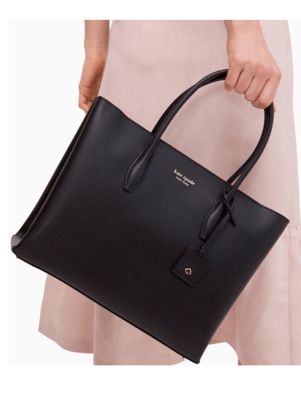 kate spade Eva Black Pebbled Leather Mid Sized  Satchel Crossbody Bag